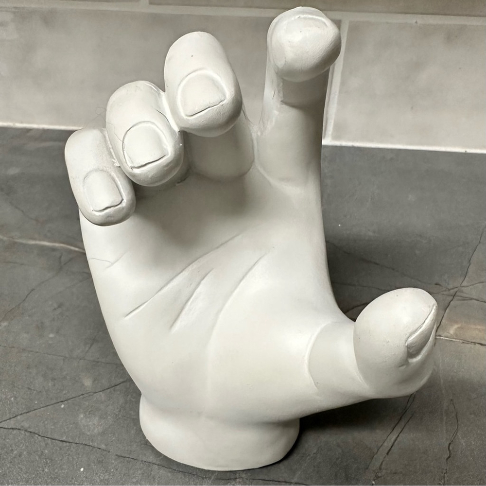 White Plaster Hand Sculpture and Key Holder